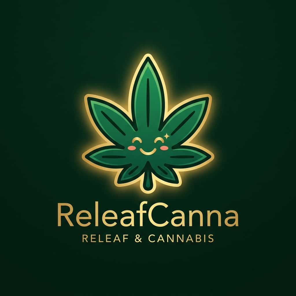 ReleafCanna Cute Smiling Leaf Logo